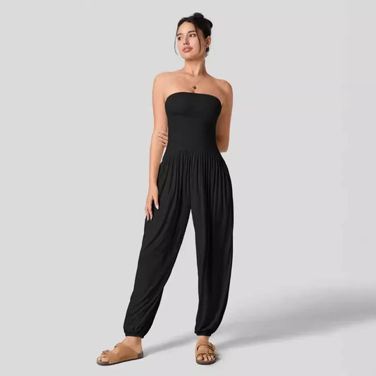 GlowDrift Strapless Summer Jumpsuit