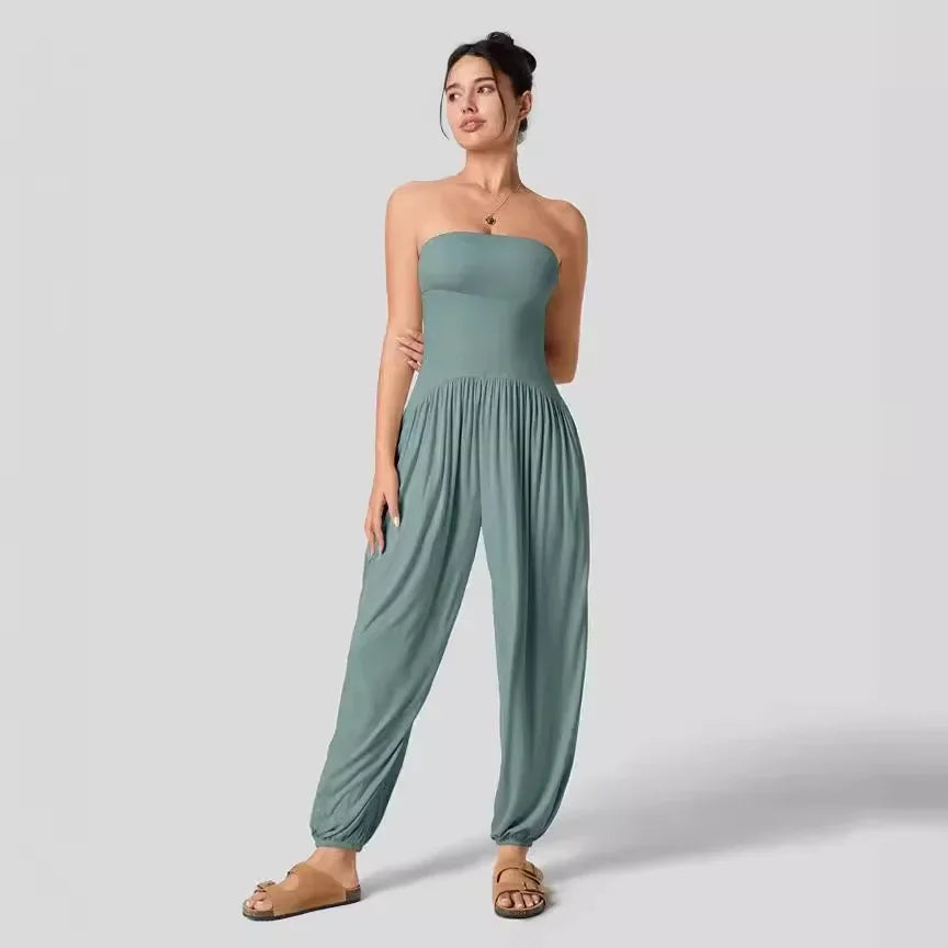 GlowDrift Strapless Summer Jumpsuit