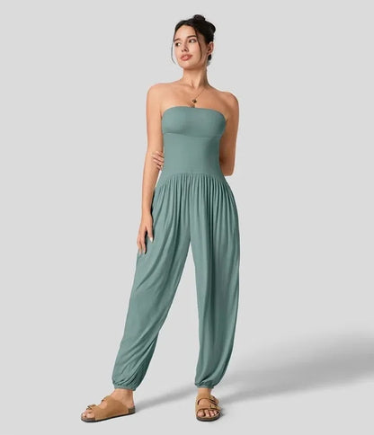 GlowDrift Strapless Summer Jumpsuit
