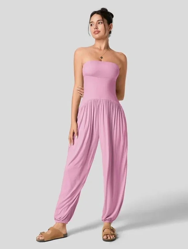 GlowDrift Strapless Summer Jumpsuit