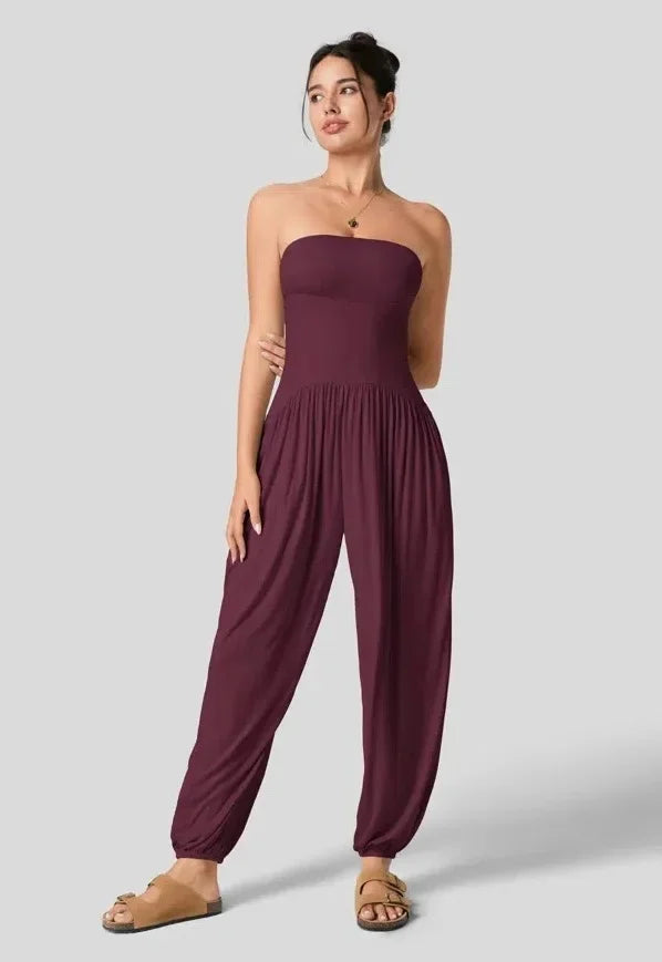 GlowDrift Strapless Summer Jumpsuit