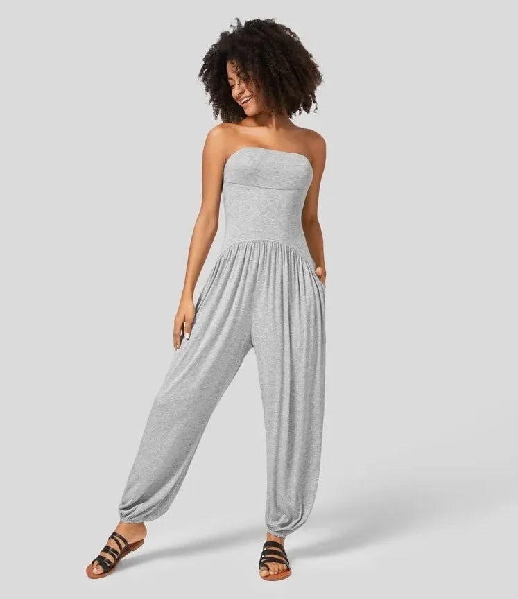 GlowDrift Strapless Summer Jumpsuit