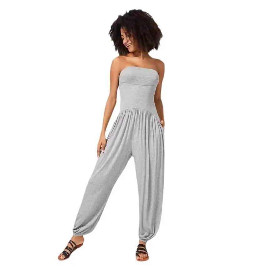 GlowDrift Strapless Summer Jumpsuit