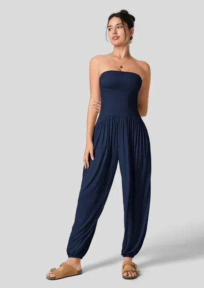 GlowDrift Strapless Summer Jumpsuit