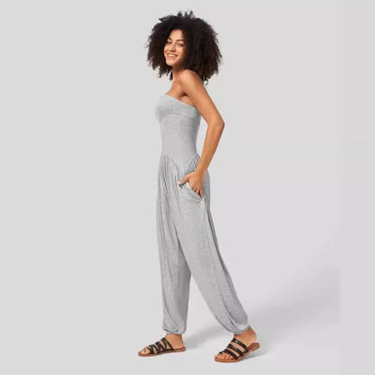 GlowDrift Strapless Summer Jumpsuit