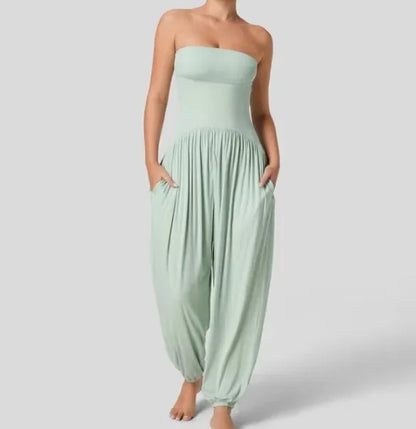 GlowDrift Strapless Summer Jumpsuit