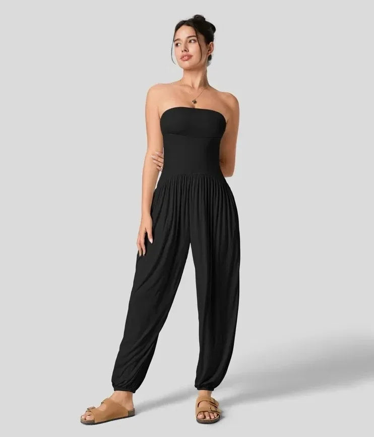 GlowDrift Strapless Summer Jumpsuit